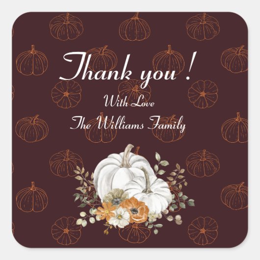 エレガントパーソナライズされたありがとう スクエアシール (正面)