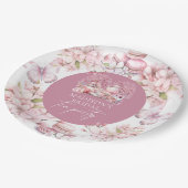 エレガントパーソナライズされたさくらんぼブライダル茶 ペーパープレート (アングル)