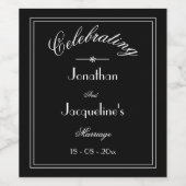 エレガントパーソナライズされたなウェディングネームシックB & W ワインラベル (シングルラベル)