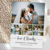 エレガントパーソナライズされたな結婚式4フォトコラージュ サンキューカード