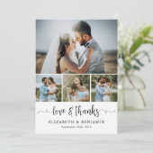 エレガントパーソナライズされたな結婚式4フォトコラージュ サンキューカード (スタンド正面)