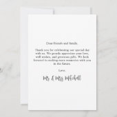 エレガントパーソナライズされたな結婚式4フォトコラージュ サンキューカード (裏面)