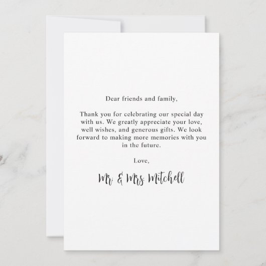 エレガントパーソナライズされたな結婚式4フォトコラージュ サンキューカード (裏面)