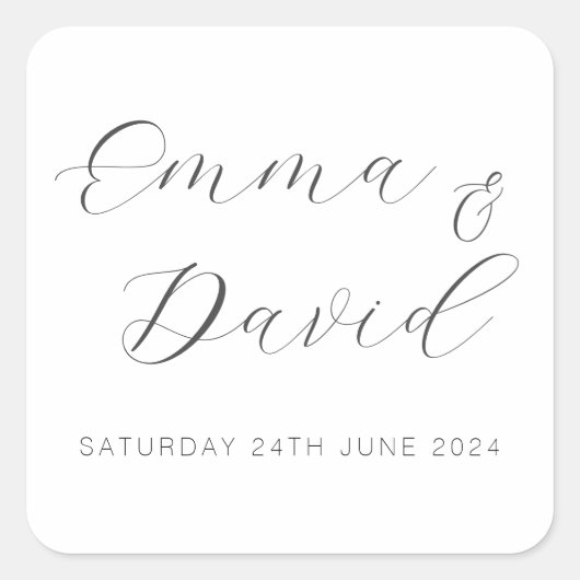 エレガントパーソナライズされたな結婚式 スクエアシール (正面)