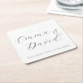 エレガントパーソナライズされたな結婚式 スクエアペーパーコースター (アングル)