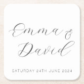 エレガントパーソナライズされたな結婚式 スクエアペーパーコースター (正面)