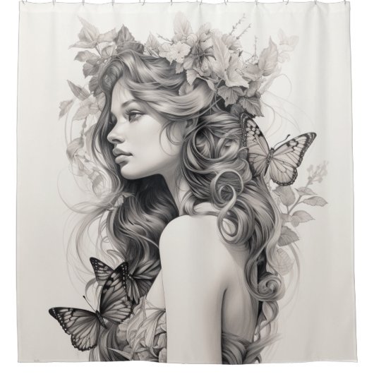 エレガントパーソナライズされたカスタム写真の追加 シャワーカーテン (正面)