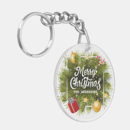 エレガントパーソナライズされたクリスマスツリーキーチェーン キーホルダー (正面左)
