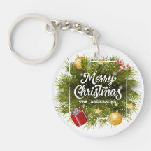 エレガントパーソナライズされたクリスマスツリーキーチェーン
