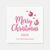 エレガントパーソナライズされたシンプルピンク スタンダードカクテルナプキン (正面)