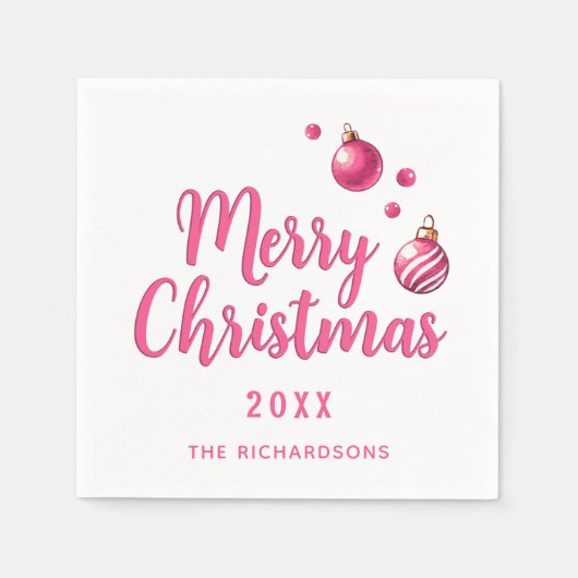 エレガントパーソナライズされたシンプルピンク スタンダードカクテルナプキン (正面)