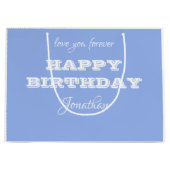 エレガントパーソナライズされたハッピーバースデーブルー抱き枕 ラージペーパーバッグ (正面)