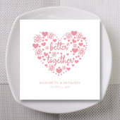 エレガントパーソナライズされたハートと花結婚の スタンダードカクテルナプキン