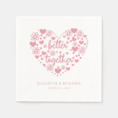 エレガントパーソナライズされたハートと花結婚の スタンダードカクテルナプキン (正面)