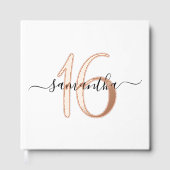 エレガントパーソナライズされたバラ金ゴールド16誕生日 ゲストブック (正面)