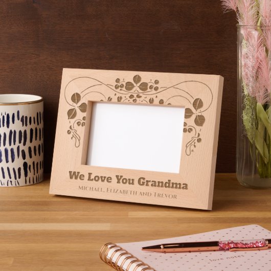 エレガントパーソナライズされたフローラ レーザー彫刻フレーム (左)