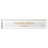 エレガントパーソナライズされたプロフェッショナル白フェイク金ゴールド デスクネームプレート (正面)