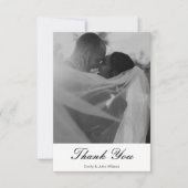 エレガントパーソナライズされたミニマルメッセー結婚ジ サンキューカード (正面)