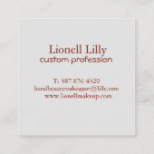 エレガントパーソナライズされたミニマル  スクエア名刺 (裏面)