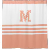 エレガントパーソナライズされたモダンモノグラム桃 シャワーカーテン (正面)