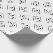 エレガントパーソナライズされたモダンモノグラム白 ラッピングペーパー (角)