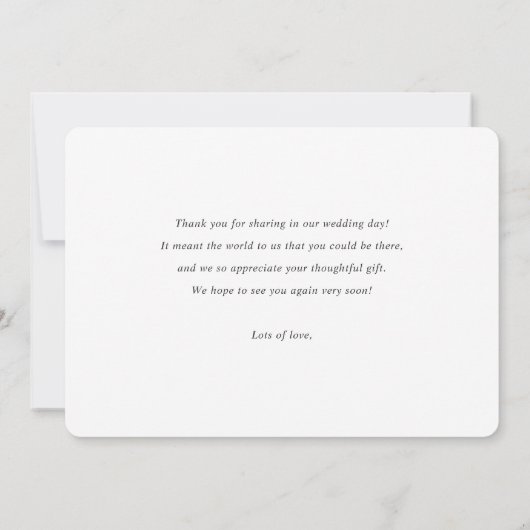 エレガントパーソナライズされたモダン写真結婚の サンキューカード (裏面)