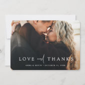 エレガントパーソナライズされたモダン写真結婚の サンキューカード (正面)