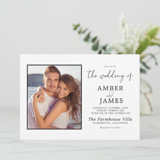 エレガントパーソナライズされたモダン写真結婚の 招待状 (スタンド正面)