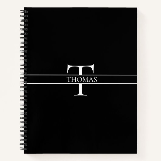 エレガントパーソナライズされたモノグラムの名前をカスタムする ノートブック (正面)