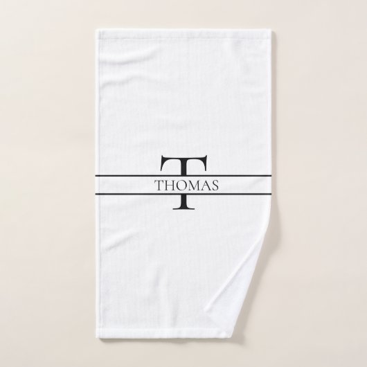 エレガントパーソナライズされたモノグラムの名前をカスタムする バスタオルセット (ハンドタオル)