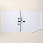 エレガントパーソナライズされたモノグラムの名前をカスタムする ビーチタオル (正面)