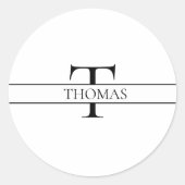 エレガントパーソナライズされたモノグラムの名前をカスタムする ラウンドシール (正面)