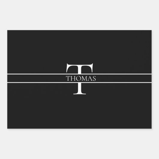 エレガントパーソナライズされたモノグラムの名前をカスタムする ラッピングペーパーシート (正面)