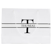 エレガントパーソナライズされたモノグラムの名前をカスタムする ラージペーパーバッグ (裏面)
