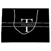 エレガントパーソナライズされたモノグラムの名前をカスタムする ラージペーパーバッグ (正面)