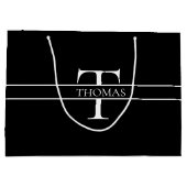 エレガントパーソナライズされたモノグラムの名前をカスタムする ラージペーパーバッグ (裏面)