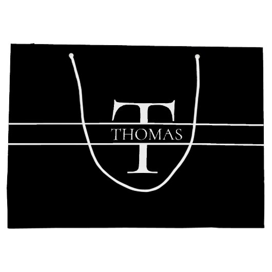 エレガントパーソナライズされたモノグラムの名前をカスタムする ラージペーパーバッグ (裏面)