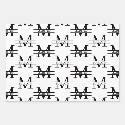 エレガントパーソナライズされたモノグラム名カスタム式 ラッピングペーパーシート (正面2)