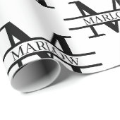 エレガントパーソナライズされたモノグラム名カスタム式 ラッピングペーパー (ロールコーナー)