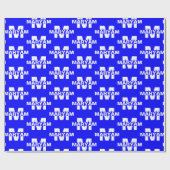 エレガントパーソナライズされたモノグラム名王室の青 ラッピングペーパー (フラット)