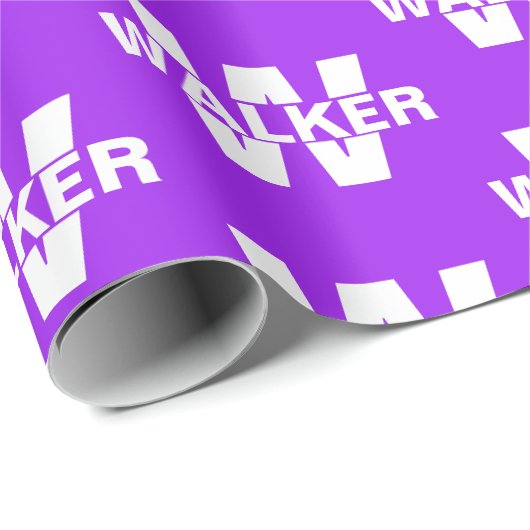 エレガントパーソナライズされたモノグラム名 – 紫ギフト ラッピングペーパー (ロールコーナー)