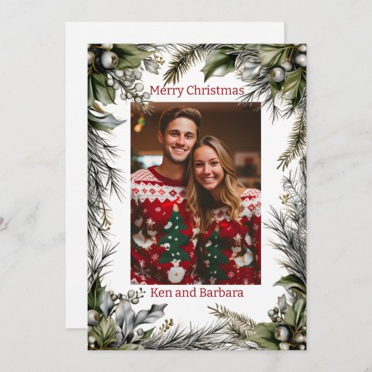 エレガントパーソナライズされたリース シーズンカード (正面/裏面)