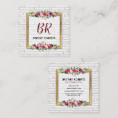 エレガントパーソナライズされたヴィンテージ金ゴールド秋フローラ スクエア名刺 (正面/裏面)