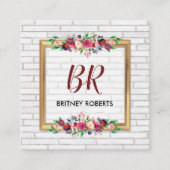 エレガントパーソナライズされたヴィンテージ金ゴールド秋フローラ スクエア名刺 (正面)