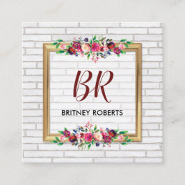 エレガントパーソナライズされたヴィンテージ金ゴールド秋フローラ スクエア名刺