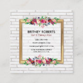 エレガントパーソナライズされたヴィンテージ金ゴールド秋フローラ スクエア名刺 (裏面)