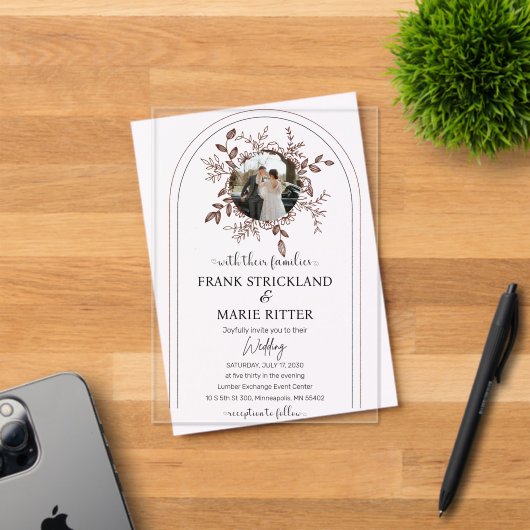 エレガントパーソナライズされた写結婚真 アクリル招待状 (インサイチュ (招待状))