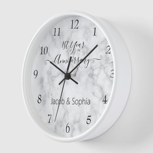 エレガントパーソナライズされた大理石結婚周年記念 壁時計 (傾斜)