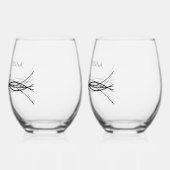 エレガントパーソナライズされた夫婦の名前結婚日 ステムなしワイングラス (左)