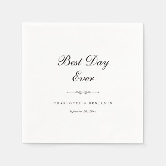 エレガントパーソナライズされた最高の日の経結婚前 スタンダードカクテルナプキン (正面)